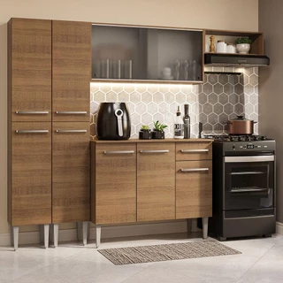 Armário de Cozinha Completa 229cm Rustic Emilly Madesa 08 em Oferta na Shopee