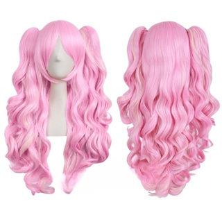 Cosplay Peruca Anime Peruca Lolita Fofa Lolita Lolita dupla rabo de cavalo  clipe de boca de tigre com cabelo comprido Peruca encaracolada