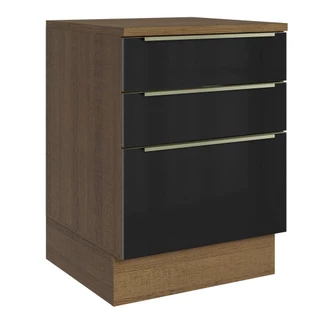 Balcão 60 cm 3 Gavetas Rustic/Preto Lux Madesa em Oferta na Shopee