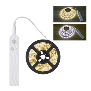 Fita De Luz Led Sensor De Movimento PIR Indução Bateria 60leds/m 2835smd Sob A Lâmpada De Cama Para Armário Escada De