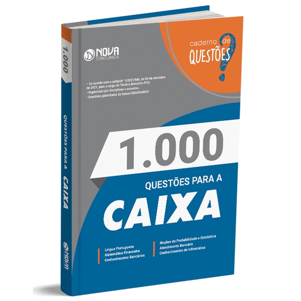 Caderno 1.000 Questões Gabaritadas para Caixa Atualizado 2024