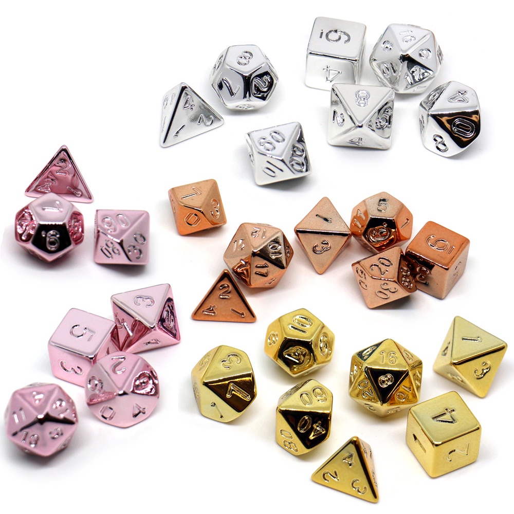 Conjunto De 7pcs Dados DND De Placa Eletroplaca , De Mesa Poliedral RPG Com Caixa