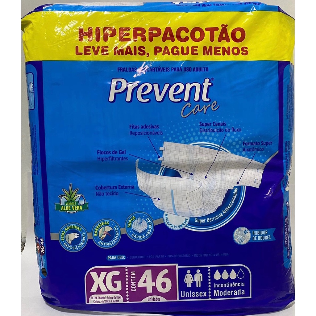 FRALDA GERIATRICA PREVENT CARE XG C/46 Shopee Brasil