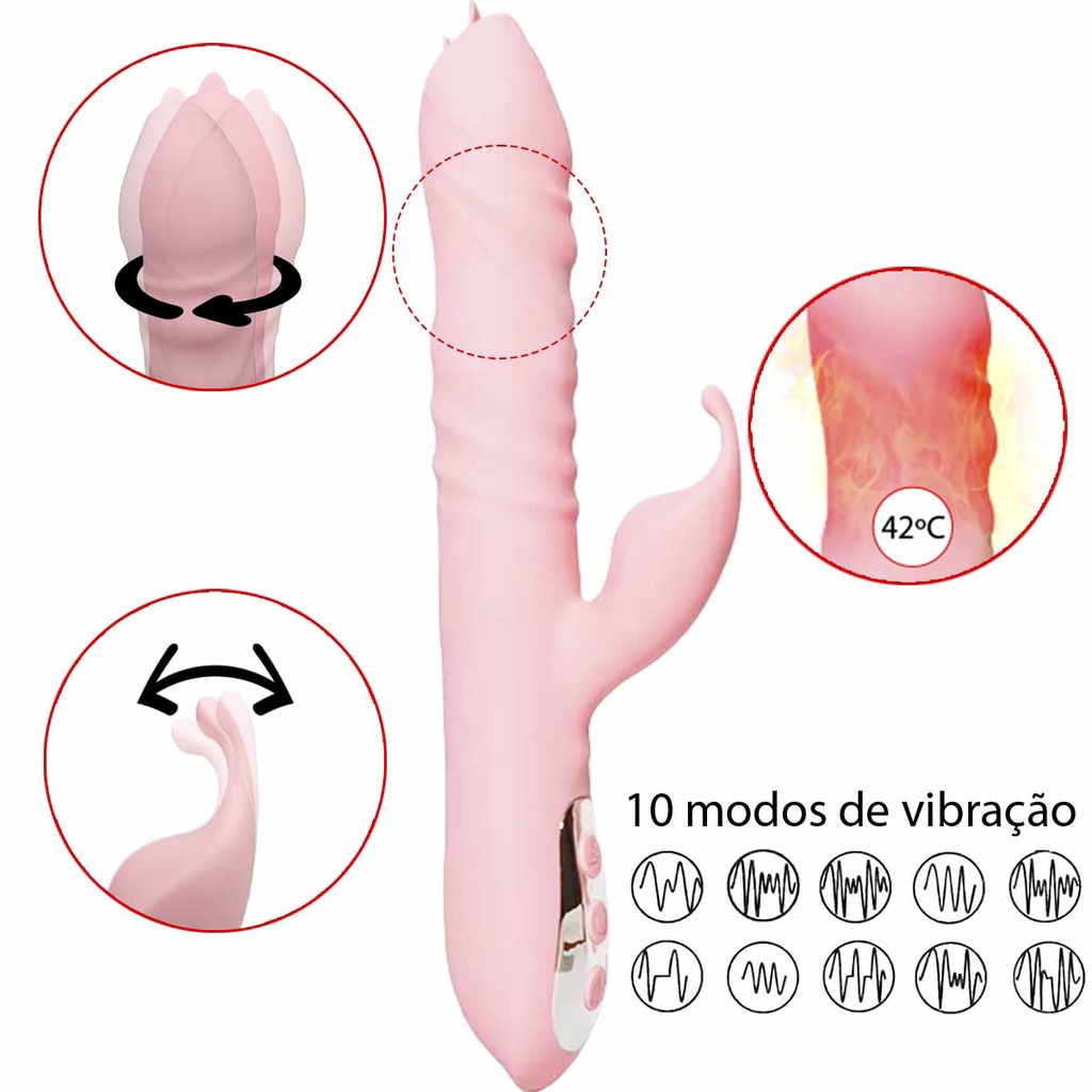 Vibrador Rabbit Aquecimento E Cabeça Rotatória Vai e Vem Esquenta  Recarregável | Shopee Brasil