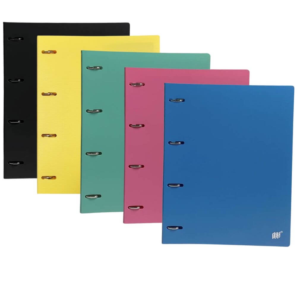 Fichário Argolado A4 Tons Escuros | YES (Preto, Amarelo, Rosa, Verde e Azul Escuro)