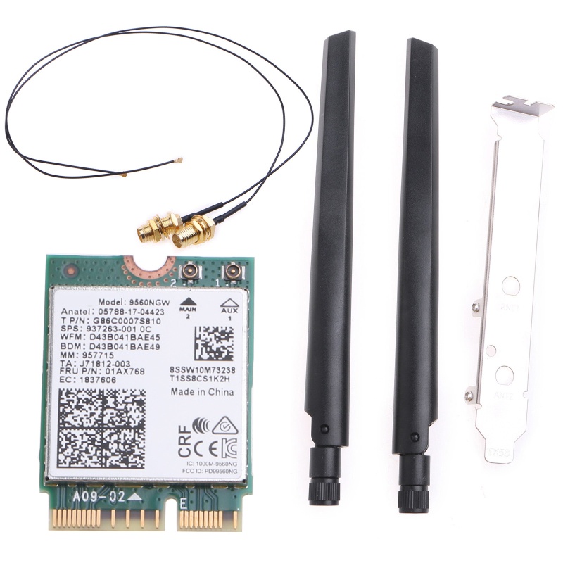 WIN WiFi Desktop Kit 9560NGW Expandir 2.4GHz/5GHz BT 5.0 Dual Band Inclui Cabo RF Antenas E Suportes De Alto Ganho