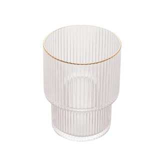 Cj 2 Copos Baixos De Cristal C/ Borda Dourada Lines 220Ml