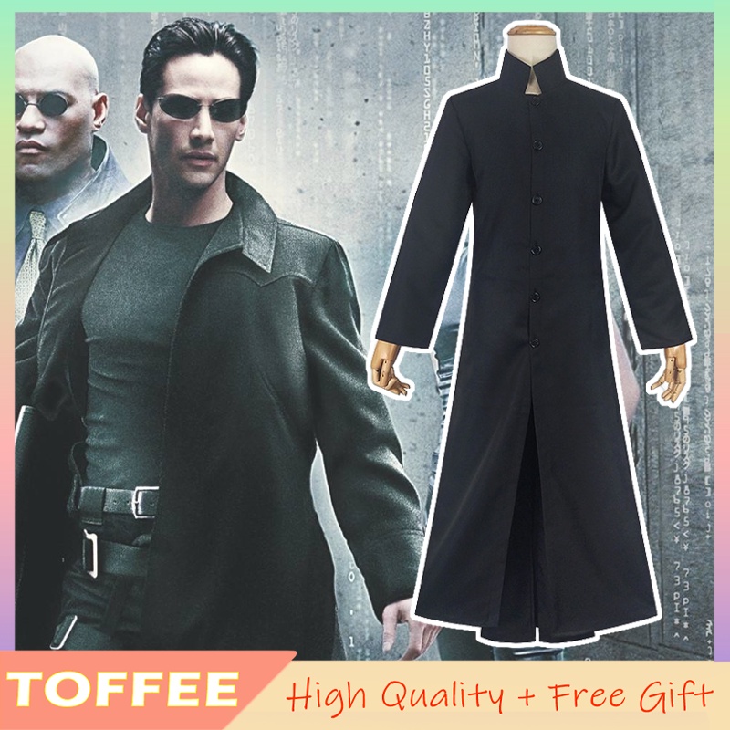 Neo Trench The Matrix Cosplay Costume Black Windbreaker Calças De Casaco Personalizadas Roupas De Halloween Para Homens Fato De Natal Hacker