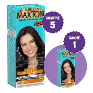 KIT COMPRE 5 TINTA DE CABELO MAXTON MORENA +REALIZADA PRETO NATURAL 2.0 E GANHE 1