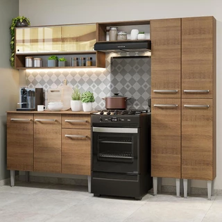 Armário de Cozinha Completa 229cm Rustic Emilly Madesa 04 em Oferta na Shopee