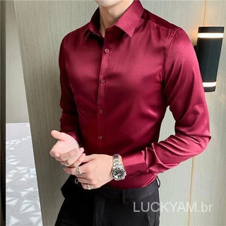 Camisa de Negócios Profissional Novo Estilo Camisa de Manga Comprida para Homens de Manga Comprida Versão Coreana Slim-