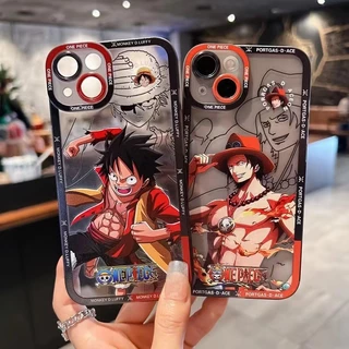 Caixa Para iPhone 14 Pro MAX 13 Mini 11 12 6 6S 7 8 Plus X XR XS SE 2020 One Piece Luffy Transparente Tpu Protetor De Câmera Anti-Queda Costas Da