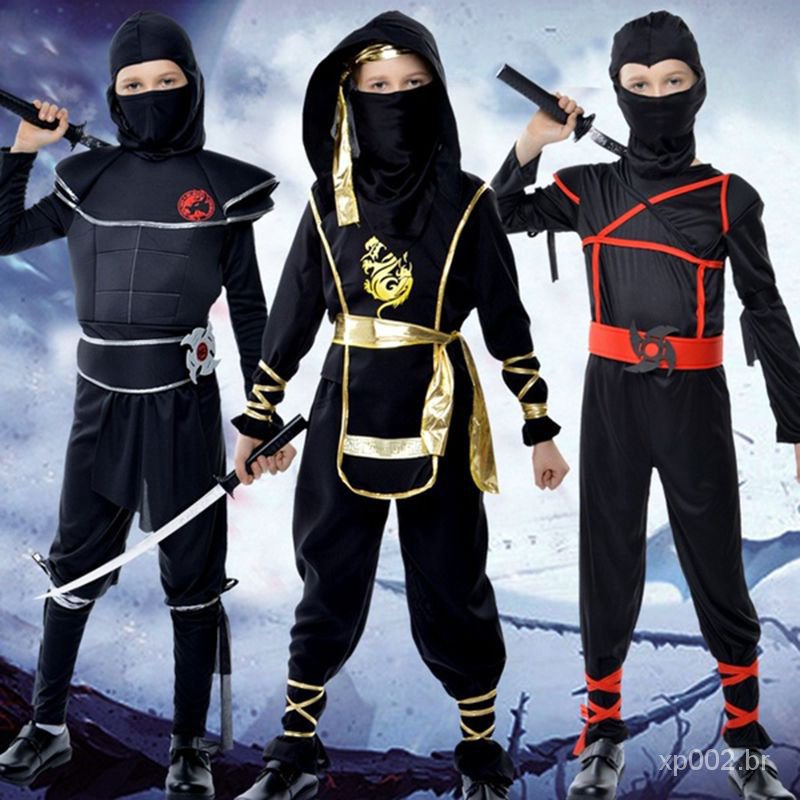 Naruto Kids Ninja Fantasia Menino Halloween Cosplay Masculino Longo Manto  Uniforme com Acessórios