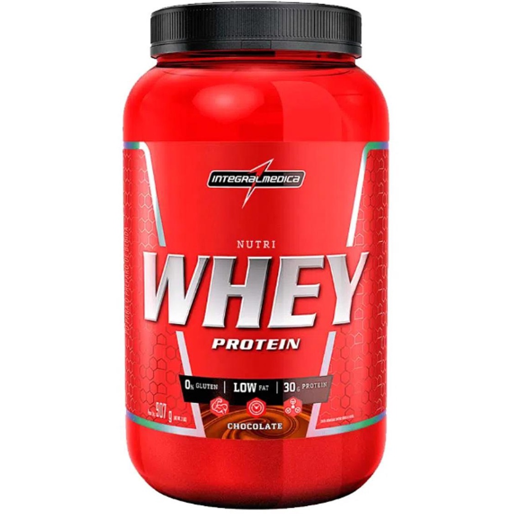 Suplemento em Pó Nutri Whey Protein Para Ganho de Peso Chocolate 900g Pote – Integralmedica