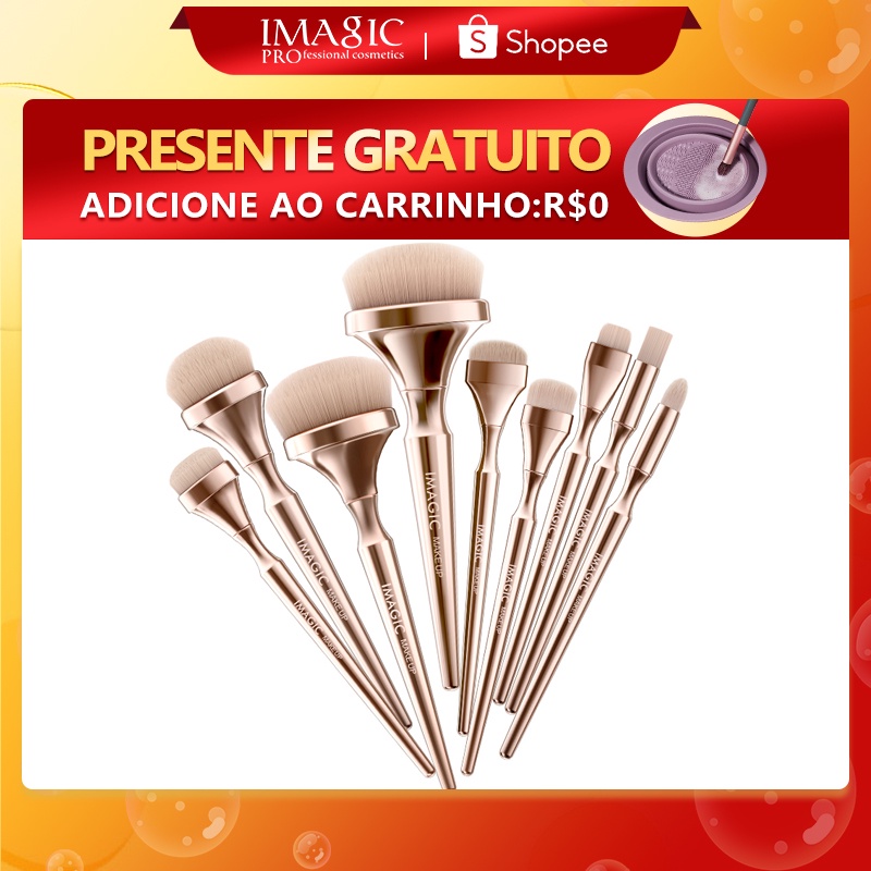 IMAGIC Pro Conjunto de Pincéis de Maquiagem Profissionais de Sereia com Cerdas Macias de Náilon 9 Pçs