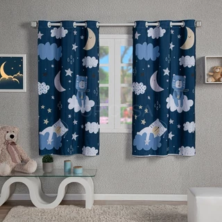 Cortina URSINHO SONHADOR 2,00 L 1,50 A Infantil (Para Quarto Criança Decoração Menino Estampas Exclusivas)