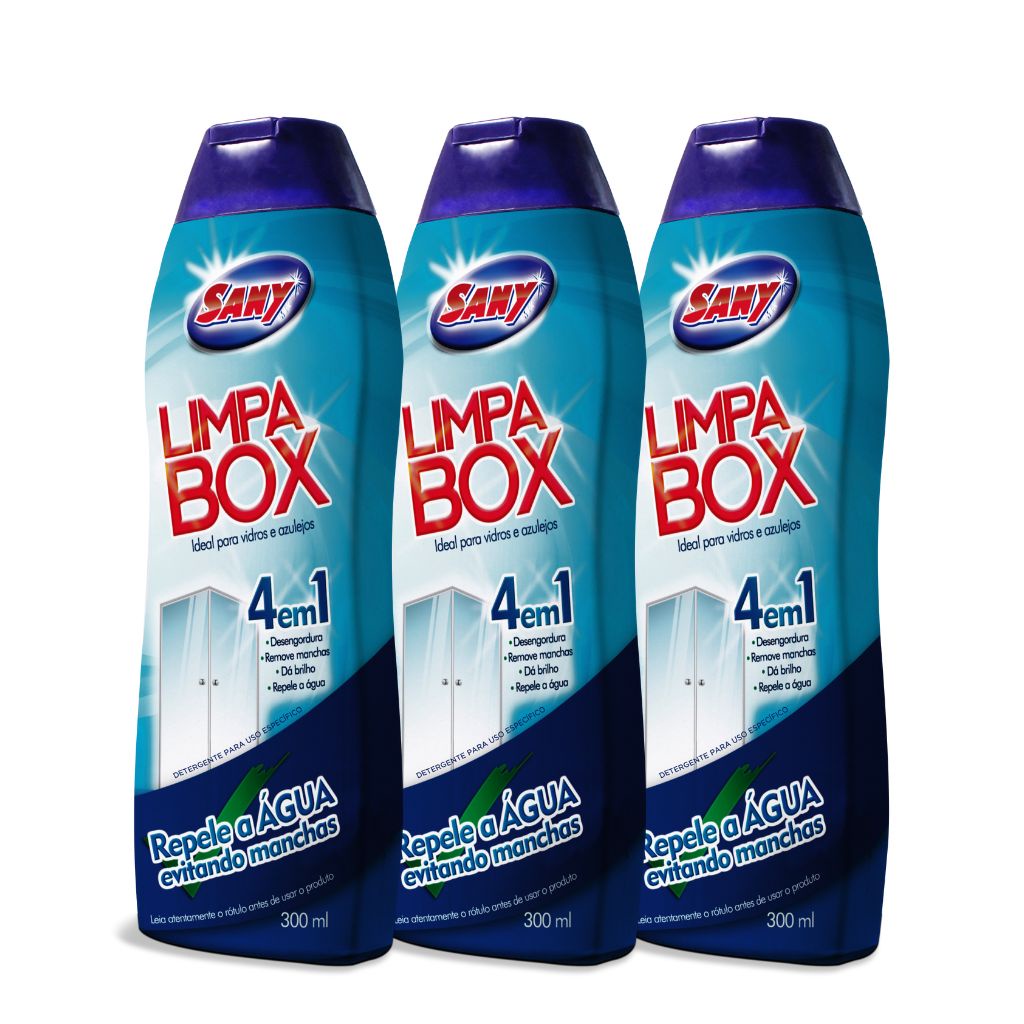 Kit com 3 Limpa Box Detergente para Vidros Banheiro 4em1 Sany 300ml ...