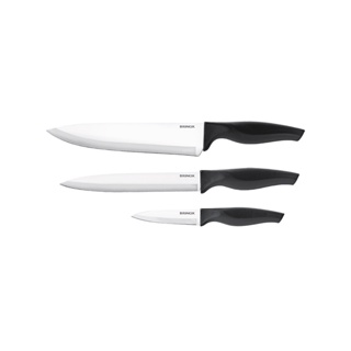 Conjunto De Facas Brinox Em Inox 3 Peças Aço Inox Com Cabo Preto