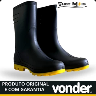 Bota de PVC Com Forro Vonder Cano Médio Com Solado Amarelo Moto Boy Limpeza Faxina Super Leve Antiderrapante em Oferta na Shopee