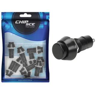 10x Chave Push Button 2 Terminais Com Trava Psd-11a Preto