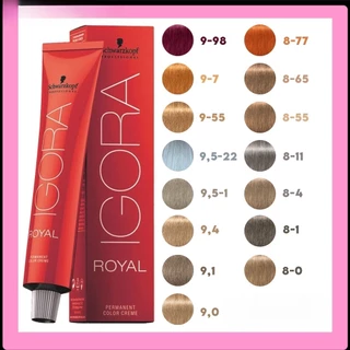 Compartilhar: Favoritar (9) Coloracao Profissional de cabelo Tinta IGORA Royal Schwarzkopf 60g - (8.77, 9.1, 8.46, 8.0, 7-77, 6-77, 6-0, 8-4, Ruivos)