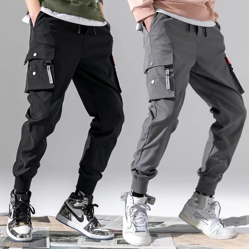 Calça Jogger Masculina Coreana Cargo Folgada