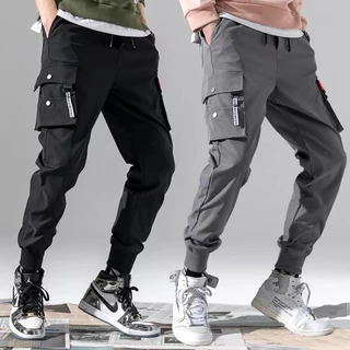 Calça Jogger Masculina Coreana Cargo Folgada