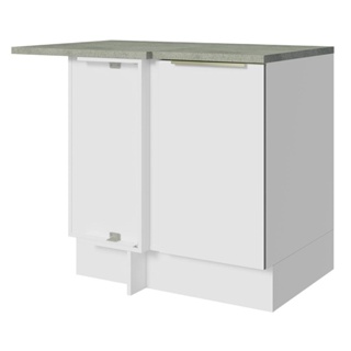 Balcão de Canto 1 Porta Branco/Branco Veludo Lux Madesa