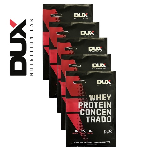 Dux Sache Kit com 5 unidades Whey Protein Concentrado Sabor Unico Sem Sabor