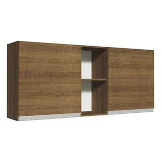 Armário de Cozinha Aéreo 150 cm 2 Portas e 2 Nichos Rustic Glamy Madesa em Oferta na Shopee