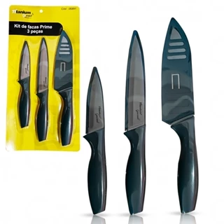 Kit Jogo De Facas Prime De 3 Peças Aço Inox Resistente Gourmet Casa Cozinha Chick Estilo Novo em Oferta na Shopee