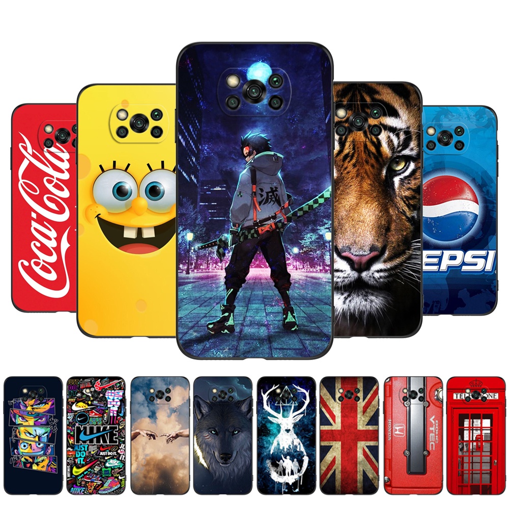 Estojo Para Xiaomi POCO X3 NFC Telefone De silicone Macio Capa Traseira Em Preto tpu Moda cartoon Esportivo Bonito