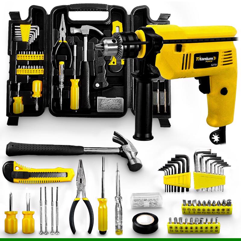 Kit Jogo De Ferramentas 200 Peças + Furadeira De Impacto