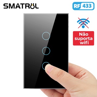 Rovf Interruptor De Claro Sem Fio RF 433 MHz Com Controle De Vidro/Casa Inteligente Ask EV1257