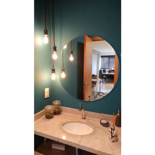 Espelho Decorativo Multiuso Redondo Com Fita Dupla Face Para Quarto Sala Banheiro 30CM De Diametro
