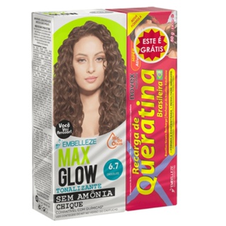 Kit Tonalizante Vegano MaxGlow Chocolate Chic 6.7 + Novex Recarga Queratina Brasileira