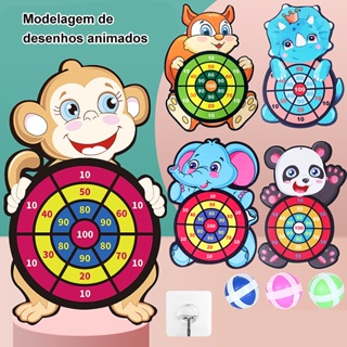 Jogo de tabuleiro de animal de desenho com 12 bolas pegajosas para crianças