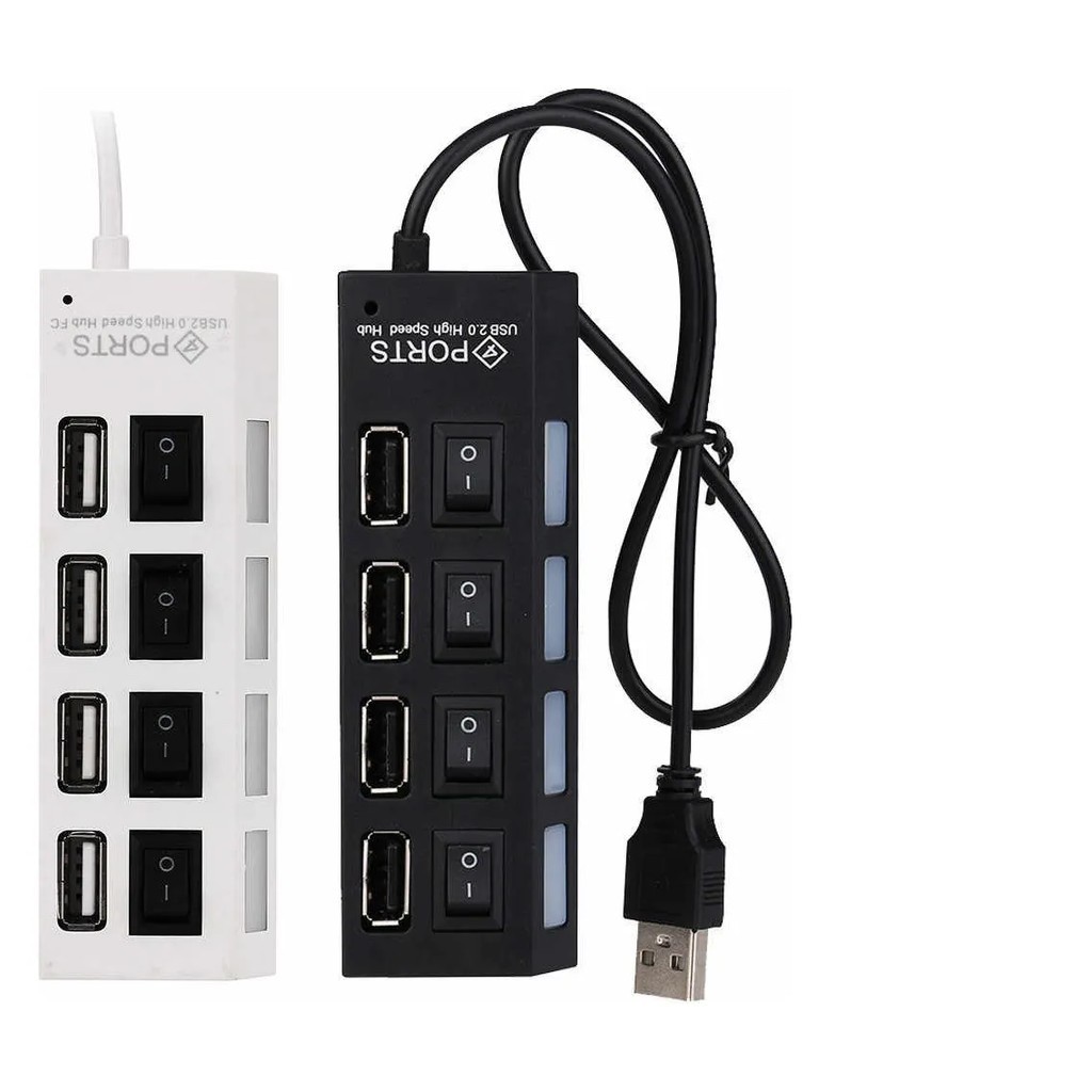Hub Usb 4 Portas Com Botão Para Ligar E Desligar Cada