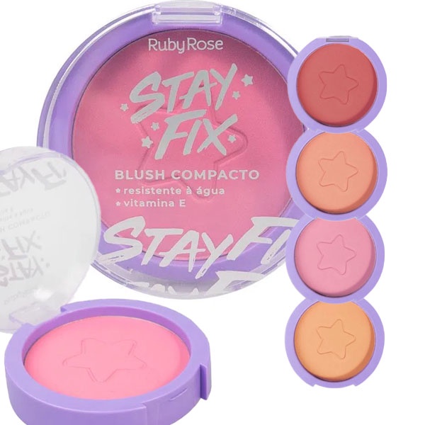 Blush Facial Compacto Ruby Rose Stay Fix Hb Shopee Brasil