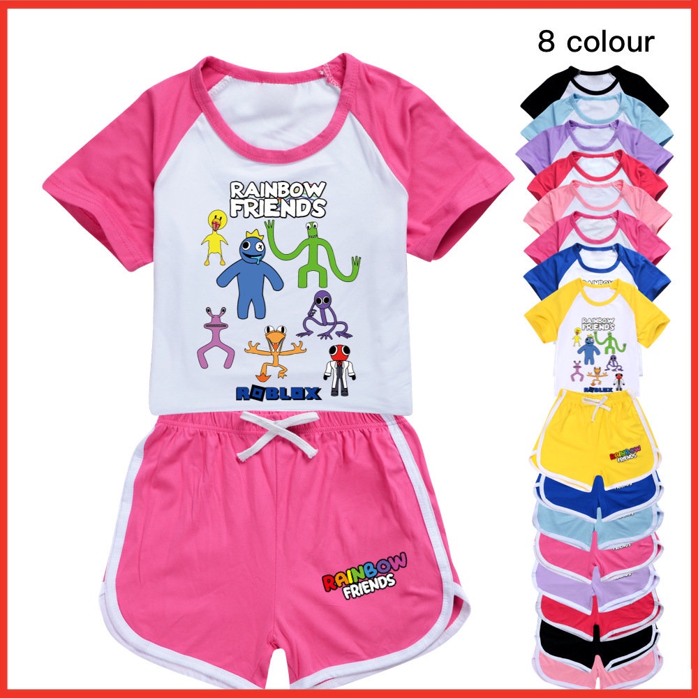 2022 Novo Jogo Roblox Rainbow Friend Rainbow Friend Clothing Roupa Infantil  Short Sleeve Suit