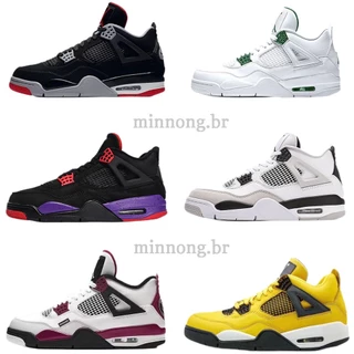 AJ4 Sapatos De Basquetebol De Malha Clássica De Alta Qualidade " Cinza Branco " Para Homens E Mulheres 36-43