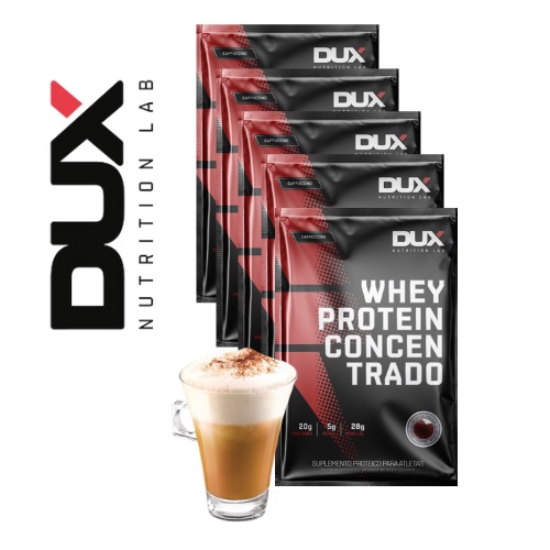 Kit 5 Saches Whey Protein Concentrado Sabor Unico Cappuccino