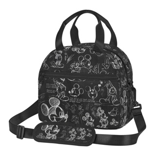 Mickeys Mouse Lancheira Reutilizável Para Mulheres Grande Capacidade Almoço Tote Com Bolso Lateral E Alça De Ombro Meninos Adultos