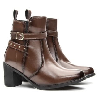 Bota Coturno Dona Beja Regulagem Strass Cano Medio Feminino