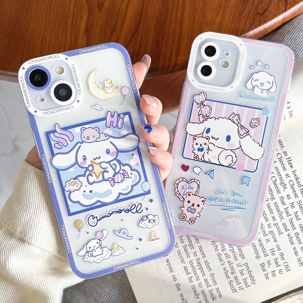Capa De Celular Desenho Fofo Cinnamoroll Adequado Para IPhone 14 Pro Max 14 Plus 13 12 Mini 11 6 6s 7 8 XR X XS Transparente Olhos De Anjo Macio TPU Capinha Protetora