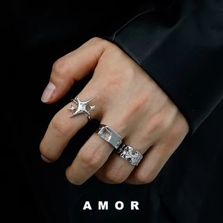 ring set Unisex style Fashion Adjustable Lovers female Niche design Advanced sense male