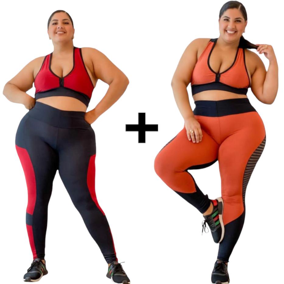 Kit 02 Conjuntos Plus Size Legging + Top com Bojo roupa de