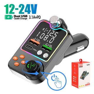 Transmissor Bluetooth 5.0 Carro FM Duplo USB 3.1A + Carregador Tipo C + Suporte TF Card