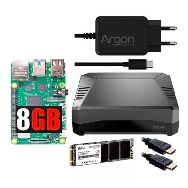 raspberry pi 4b 8GB、ARGON ONE M.2 ケース Sensacional Kit