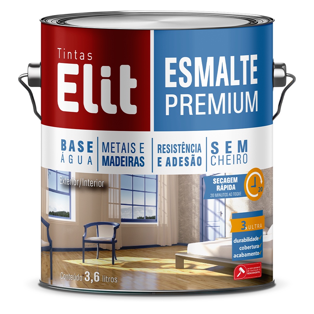 Tinta Esmalte Premium Base Água Elit Brilhante 3,6l | Shopee Brasil